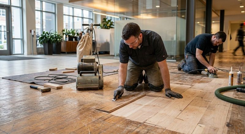 Our team working on Wood Floor Service projects in Pompano Beach, FL